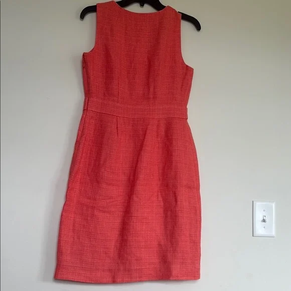 J. Crew Orange Sheath Midi Dress Sleeveless Crew Neck - Picture 8 of 9